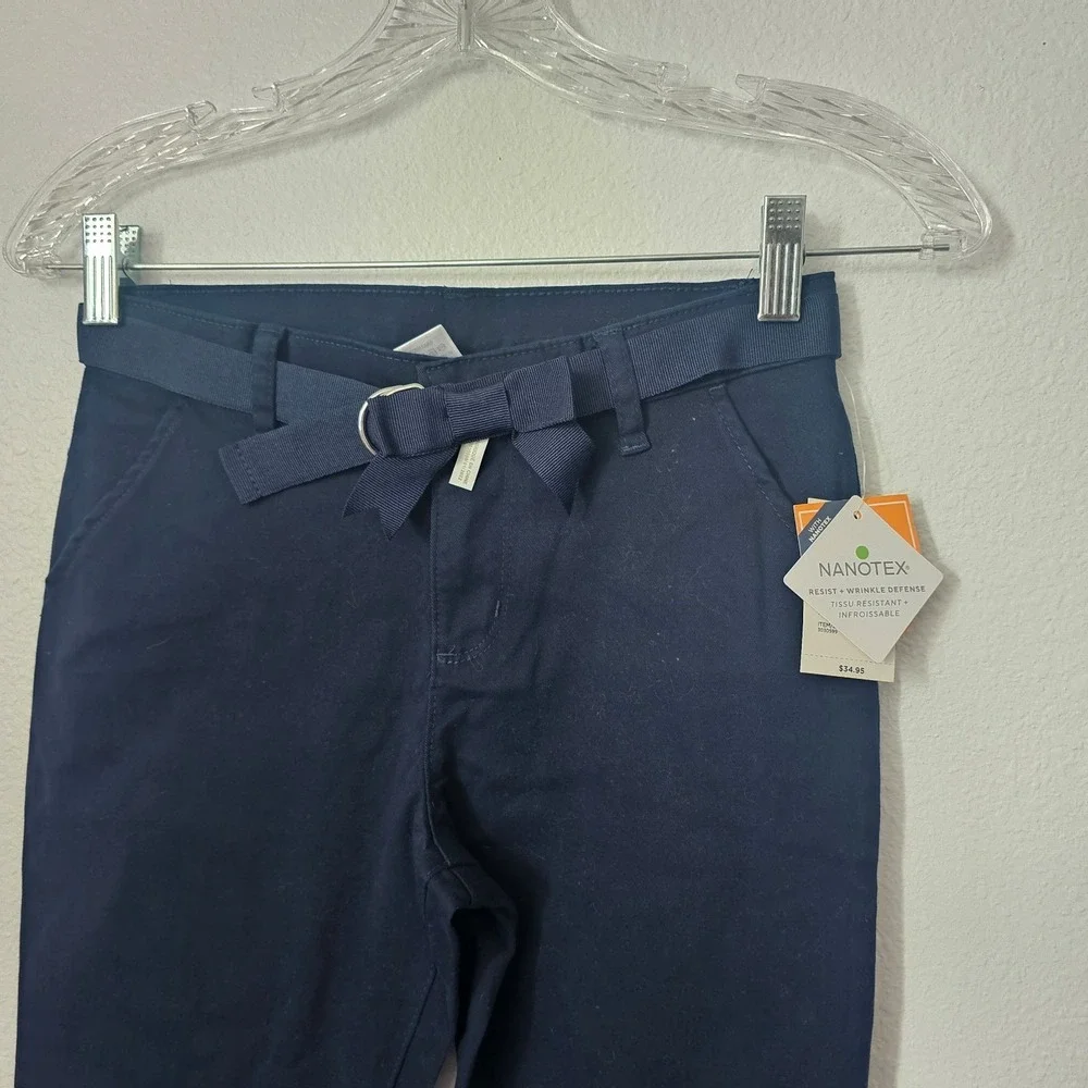 New! Gymboree Navy Blue Size 10 School Girls Uniform Pants with Belts